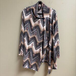 Bobeau Womens Cardigan Wrap‎ Size 3X Aztec Western Lightweight Asymmetric Button